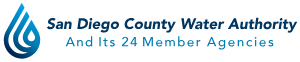 San Diego County Water Authority logo with a blue water drop icon and the text 