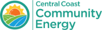 Central Coast Community Energy logo featuring a sun over green and blue fields next to the organization name in green and teal text.