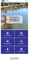 Screenshot of the City of Pinole website homepage, showing a welcome message and navigation buttons for city services and information.