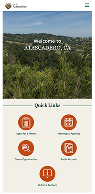 Mobile website homepage for a city, displaying a landscape photo, 