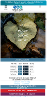 A close-up of a green leaf with the words “IMPACT CHANGE PROTECT” printed on it, displayed on the Ocean Conservancy website viewed on a mobile device.