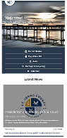 A pier extends over calm water at sunset; below, a panel displays the St. Johns County School District logo and contact information for the Yates YMCA Extended Day program.