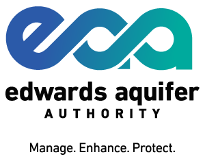 Edwards Aquifer Authority logo with blue and teal stylized letters above the text “Edwards Aquifer Authority. Manage. Enhance. Protect.”.