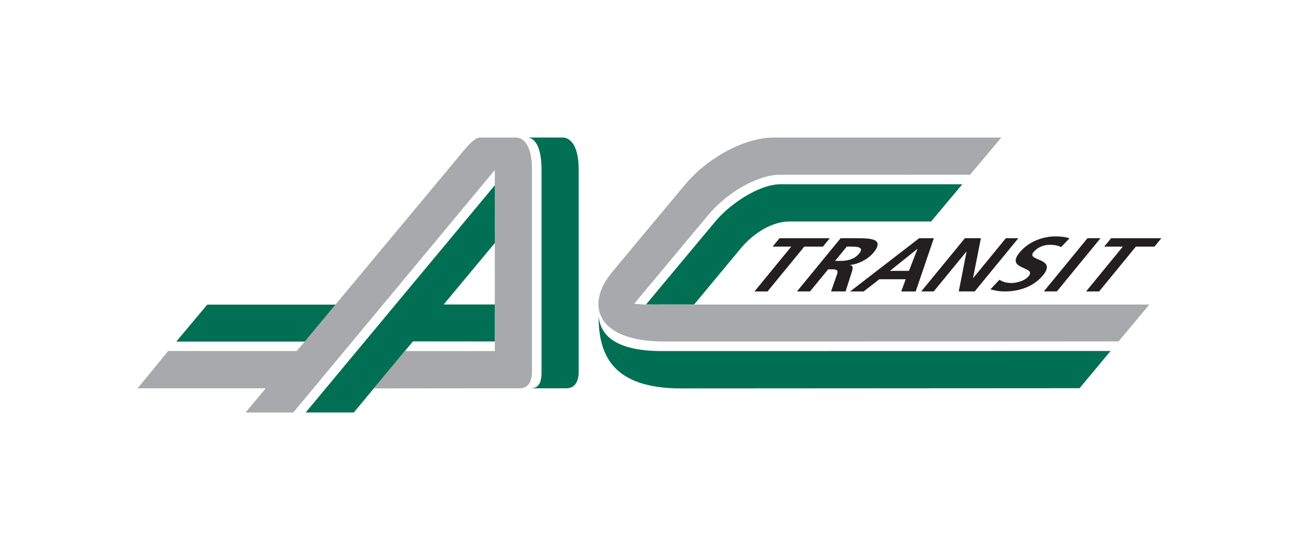 AC Transit logo featuring stylized green and gray letters 
