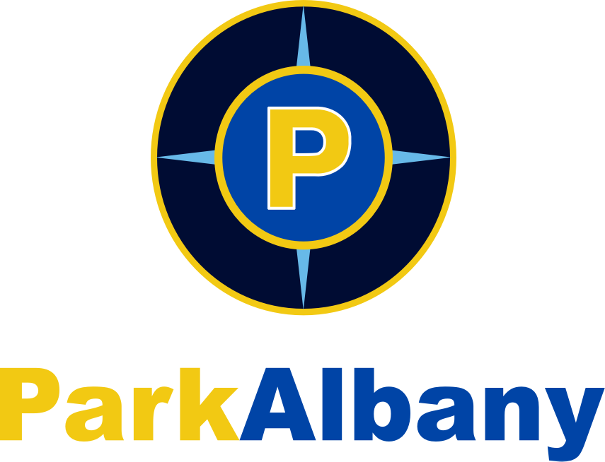 ParkAlbany logo featuring a yellow 