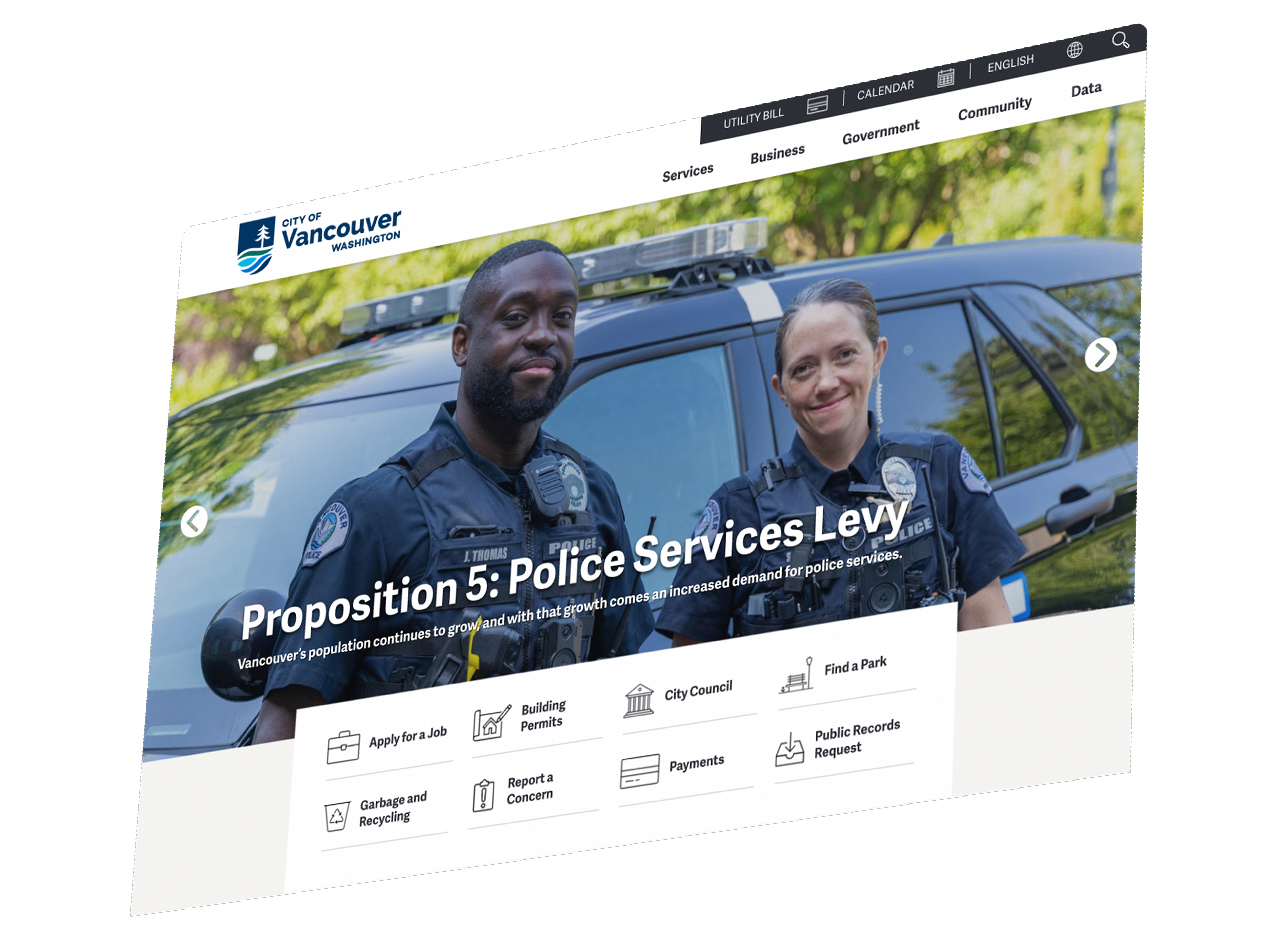 city of vancouver homepage screenshot