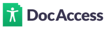 DocAccess logo featuring a white accessibility icon on a green square next to the text "DocAccess" in bold, dark font.